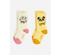 Mini Rodini Kids Cat and Panda 2 Pack Socks Set in Multicolour - Multicoloured - 12 - 24 Mths (20-23/12-14 CM)