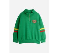 Mini Rodini Kids E.T. Embroidered Half Zip Sweatshirt in Green - Green - 1.5 - 3 Yrs
