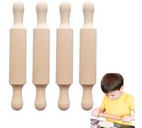 Mini Rolling Pin 6 Pack, 5.5 Inch Small Wooden Rolling Pins for Baking, Playdough and Cookie Making, Boys and Girls Kitchen Toys with Non-Stick Rollers
