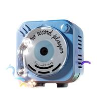 Mini Rotating LED CD Player Keychain with Mini Speaker & Loudhailer - Creative Handheld Megaphone Keychain， Blue (1, Blue)