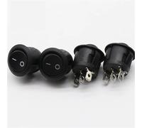 Mini Round Black 3 Pin SPDT ON-OFF Rocker Switch Snap-in 5Pcs