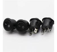 Mini Round Black 3 Pin SPDT ON-OFF Rocker Switch Snap-in 5Pcs