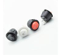 Mini Round Black White Red 2Pins ON-OFF Rocker Switch 22mm Diameter Small Round Boat Rocker Switches 5Pcs(5pcs White 2p)