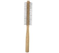 Mini round Blow Dry Brush Comb for Volume and Root Lifting | Wooden Handle, Nylon Bristles, Home Use and On-the-go Touch-ups, for Bangs and Layered Ends