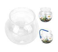 Mini Round Fish Tank, Transparent Plastic Fish Bowl Desktop Aquarium Clear Goldfish Globe High Transparency Growing Support Stand for Bookshelf, Home, Office (mini size)