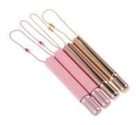 Mini round Head 4pcs Lip Brush with Cover and Bead Chain | Metal Silicone Build, Short Handle, Reusable Design, Sensitive Friendly and Easy Application for Lipgloss and Concealer