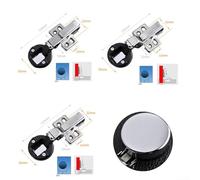 Mini Round Head Hydraulic Buffer Glass Hinge for Furniture Cabinet Doors Kitchen Cupboard Use Metal and Plastic Construction Stable Performance (Large)