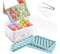 Mini Round Ice Cube Tray with Ice Bin, Scoop, Tong, 99pcs Sphere Ice Balls Maker Mould with Lid,Reusable Ice Cube Mold for Freezer, Ice Ball Container for Chilling Cocktail, Whiskey, Tea, Coffee(Blue)