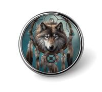 Mini Round Lapel Pin 1 Inch, 3D Wolf Dream Catcher Brooch Pins Durable Lightweight Metal Button Pin Badges Elegant Aluminum Alloy Brooch for Jacket Hat Shirt Bag Accessories