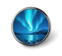 Mini Round Lapel Pin 1 Inch, Aurora Brooch Pins Durable Lightweight Metal Button Pin Badges Elegant Aluminum Alloy Brooch for Jacket Hat Shirt Bag Accessories