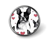 Mini Round Lapel Pin 1 Inch, Boston Terrier Dog Brooch Pins Durable Lightweight Metal Button Pin Badges Elegant Aluminum Alloy Brooch for Jacket Hat Shirt Bag Accessories