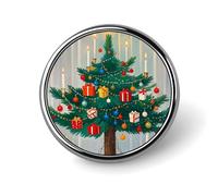 Mini Round Lapel Pin 1 Inch, Christmas Decorations Brooch Pins Durable Lightweight Metal Button Pin Badges Elegant Aluminum Alloy Brooch for Jacket Hat Shirt Bag Accessories