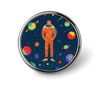 Mini Round Lapel Pin 1 Inch, Cool Man in Outer Space Galaxy Brooch Pins Durable Lightweight Metal Button Pin Badges Elegant Aluminum Alloy Brooch for Jacket Hat Shirt Bag Accessories
