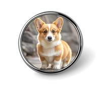 Mini Round Lapel Pin 1 Inch, Corgi Dogs Brooch Pins Durable Lightweight Metal Button Pin Badges Elegant Aluminum Alloy Brooch for Jacket Hat Shirt Bag Accessories
