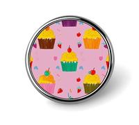 Mini Round Lapel Pin 1 Inch, Cupcake Patterns Brooch Pins Durable Lightweight Metal Button Pin Badges Elegant Aluminum Alloy Brooch for Jacket Hat Shirt Bag Accessories