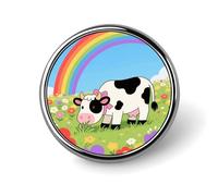 Mini Round Lapel Pin 1 Inch, Cute Cows Brooch Pins Durable Lightweight Metal Button Pin Badges Elegant Aluminum Alloy Brooch for Jacket Hat Shirt Bag Accessories