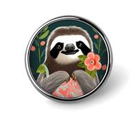 Mini Round Lapel Pin 1 Inch, Cute Sloth Brooch Pins Durable Lightweight Metal Button Pin Badges Elegant Aluminum Alloy Brooch for Jacket Hat Shirt Bag Accessories