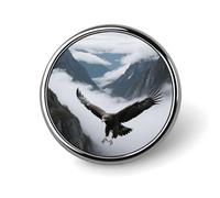 Mini Round Lapel Pin 1 Inch, Eagles Fly in The Valley Brooch Pins Durable Lightweight Metal Button Pin Badges Elegant Aluminum Alloy Brooch for Jacket Hat Shirt Bag Accessories