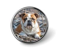 Mini Round Lapel Pin 1 Inch, English Bulldogs Brooch Pins Durable Lightweight Metal Button Pin Badges Elegant Aluminum Alloy Brooch for Jacket Hat Shirt Bag Accessories