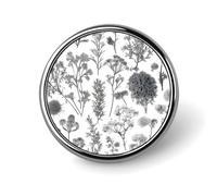 Mini Round Lapel Pin 1 Inch, Flowering Herbs Brooch Pins Durable Lightweight Metal Button Pin Badges Elegant Aluminum Alloy Brooch for Jacket Hat Shirt Bag Accessories