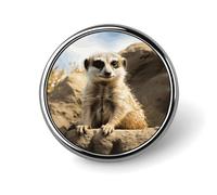 Mini Round Lapel Pin 1 Inch, Meerkat Animal Brooch Pins Durable Lightweight Metal Button Pin Badges Elegant Aluminum Alloy Brooch for Jacket Hat Shirt Bag Accessories