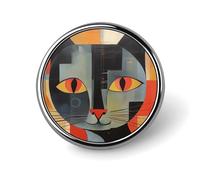 Mini Round Lapel Pin 1 Inch, Orange Red Eyes Cat Brooch Pins Durable Lightweight Metal Button Pin Badges Elegant Aluminum Alloy Brooch for Jacket Hat Shirt Bag Accessories