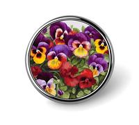 Mini Round Lapel Pin 1 Inch, Pansy Perfection Brooch Pins Durable Lightweight Metal Button Pin Badges Elegant Aluminum Alloy Brooch for Jacket Hat Shirt Bag Accessories