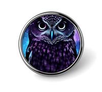 Mini Round Lapel Pin 1 Inch, Purple Owl Brooch Pins Durable Lightweight Metal Button Pin Badges Elegant Aluminum Alloy Brooch for Jacket Hat Shirt Bag Accessories