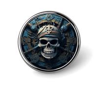 Mini Round Lapel Pin 1 Inch, Skeleton Pirate Brooch Pins Durable Lightweight Metal Button Pin Badges Elegant Aluminum Alloy Brooch for Jacket Hat Shirt Bag Accessories