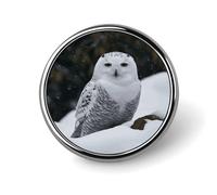 Mini Round Lapel Pin 1 Inch, Snow Owl Brooch Pins Durable Lightweight Metal Button Pin Badges Elegant Aluminum Alloy Brooch for Jacket Hat Shirt Bag Accessories