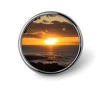Mini Round Lapel Pin 1 Inch, Sunset Hawaii Beach Brooch Pins Durable Lightweight Metal Button Pin Badges Elegant Aluminum Alloy Brooch for Jacket Hat Shirt Bag Accessories