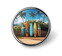 Mini Round Lapel Pin 1 Inch, Surf's Up Surfboard Brooch Pins Durable Lightweight Metal Button Pin Badges Elegant Aluminum Alloy Brooch for Jacket Hat Shirt Bag Accessories
