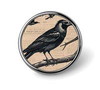 Mini Round Lapel Pin 1 Inch, The Mysterious Crow Brooch Pins Durable Lightweight Metal Button Pin Badges Elegant Aluminum Alloy Brooch for Jacket Hat Shirt Bag Accessories
