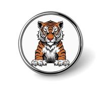 Mini Round Lapel Pin 1 Inch, Tiger Head with Raised Paws Brooch Pins Durable Lightweight Metal Button Pin Badges Elegant Aluminum Alloy Brooch for Jacket Hat Shirt Bag Accessories