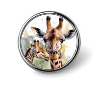 Mini Round Lapel Pin 1 Inch, Watercolor Deer Giraffe Brooch Pins Durable Lightweight Metal Button Pin Badges Elegant Aluminum Alloy Brooch for Jacket Hat Shirt Bag Accessories