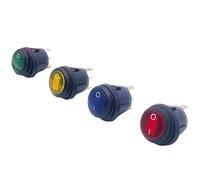 Mini Round Shape Rocker Switch KCD1 ON/OFF 3Pin 6A 250VAC/10A 125VAC Electrical Equipment With Lighting Power 5 Pcs(Green,LED DC 12V-24V)