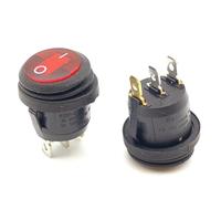 Mini Round Shape Rocker Switch KCD1 ON/OFF Electrical Equipment With Lighting Power 3Pin 6A 250VAC/10A 125VAC 1Pcs(Blue,DC12V)