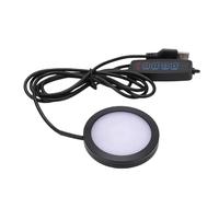 Mini Round Spotlight USB Plug and Play Adjustable 3 Colors Lighting for Jewelry Cabinet Display Warm White 3000K (Black)