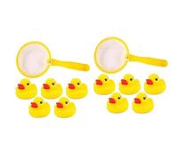 Mini Rubber Ducks 10 with 2 Fishing Net Bath Toy Set - Fun Water Games for Kids, Perfect for Summer Paddling Pools and Baby Showers