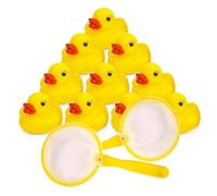 Mini Rubber Ducks Bath Toy Set 10 Ducks 2 Fishing Nets Kids Water Play Gift Fun Water Games for Kids, Perfect for Summer Paddling Pools and Baby Showers