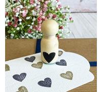 Mini Rubber Heart Ink Stamp - Wooden Handle - Wedding Love Crafts - Rubber Stamp for Cards, Scrapbooking & DIY Gift Tags