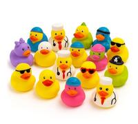 Mini Rubber Themed Ducks Bath Toys, 10 Pack Bulk Floating Squeaky Water-Shooting Duckies for Kids Bathtub, Pool & Parties, Safe, Vibrant Yellow Rubber Duck Set, Ideal Party Favors 5x5cm