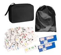 Mini Rummy Set Board Game for 2-6 Players, Rummy Travel Game with 160 Rummys Stones & 6 Play Stands, Travel Game for Adults and Family, Includes Storage Box and Bag for Storing Parts