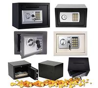 Mini Safe Boxes for Home, Fireproof Digital Safe Box Home Safes Electronic Lock Box, Anti-theft Cash Money Documents Security Deposit Strong Box, Wall or Floor Mounted (Small 4.6L, Black)