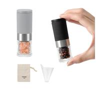 Mini Salt and Pepper Grinder Set, Small Tiny Adjustable Coarseness Ceramic Salt Grinder with Funnel and Bag Portable Handy Spice Pepper Mill Shaker For Outdoor Party Lunch Bag Kitchen