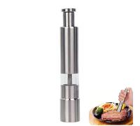 Mini Salt and Pepper Grinder Set - Stainless Steel One-Hand Push Button Pepper Mill, Easy to Use Coarse Crusher, Manual Spice Grinder for Kitchen, BBQ, Camping, Travel Cooking