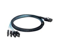 Mini SAS SFF-8087 to 4 SATA Data Cable 0.5m 6 Gbit/s | Braided Stainless Steel and Copper Build, P1 to P4 Labels, Flexible Routing