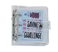 Mini Savings Challenge Binder, PVC A6 Mini Budget Binder, Savings Challenges Book with Cash Envelopes, Money Organizer(silver-1000)