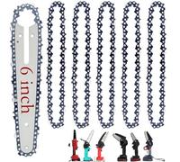 Mini Saw Chains - 5 Pack Mini Chainsaw Chain, 6 Inch Titanium Alloy Replacement Saw Chains with Heat Resistant Steel Cutting Teeth Blade for Cordless Handheld Chainsaws, 37 Drive Links 1/4" LP Pitch