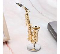 Mini Saxophone Model Miniature Sax Model Miniature Alto Saxophone Replica with Stand Gold Plated Instrument Model Ornaments